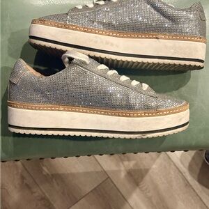 Chelsea & Violet Silver Platform Sneakers with Glitter Finish